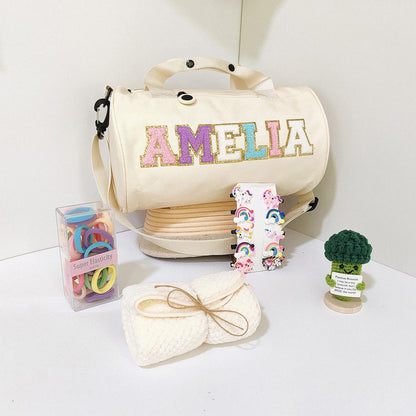 Custom Embroidered Ballet Bag for Girls – Personalized Dance Duffle with Chenille Letters – Perfect Ballet & Cheerleading Gift