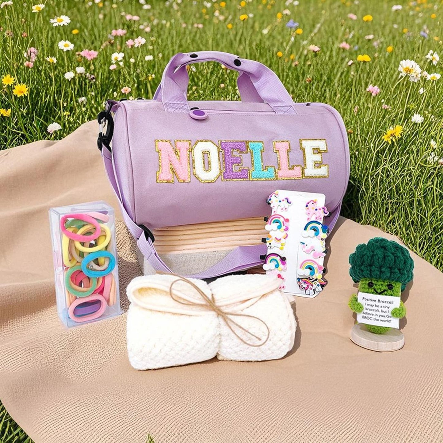 Custom Embroidered Ballet Bag for Girls – Personalized Dance Duffle with Chenille Letters – Perfect Ballet & Cheerleading Gift