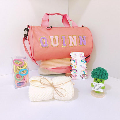 Custom Embroidered Ballet Bag for Girls – Personalized Dance Duffle with Chenille Letters – Perfect Ballet & Cheerleading Gift