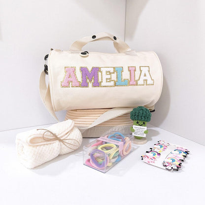 Custom Embroidered Ballet Bag for Girls – Personalized Dance Duffle with Chenille Letters – Perfect Ballet & Cheerleading Gift