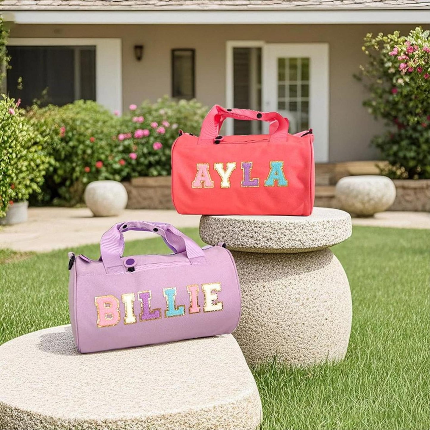 Personalized Dance Ballet Bag For Girls Personalized Duffle Bag Chenille Letter for Dancing, Gymnastic Cheer Girls Birthday Ballet Gift Bag