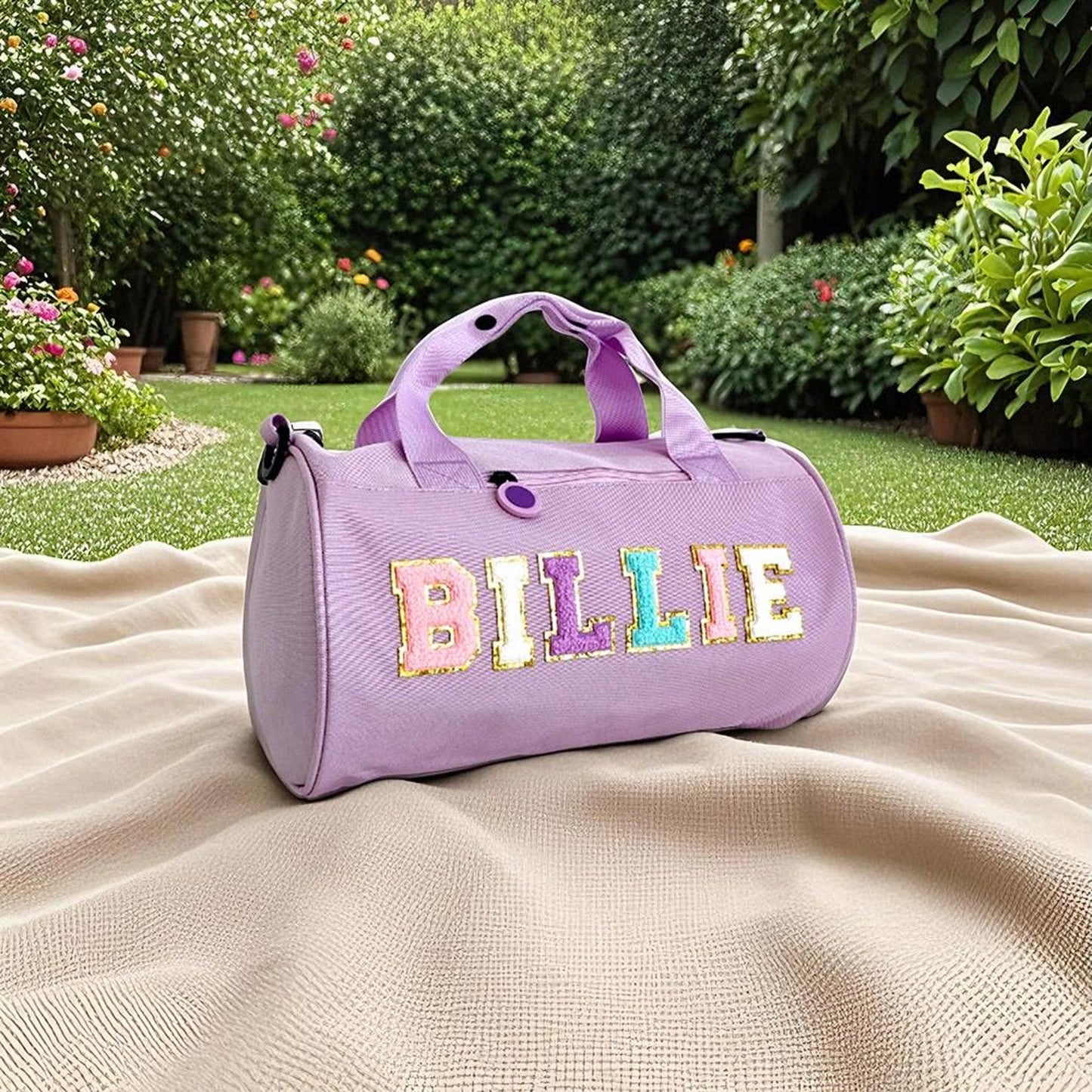Personalized Dance Ballet Bag For Girls Personalized Duffle Bag Chenille Letter for Dancing, Gymnastic Cheer Girls Birthday Ballet Gift Bag