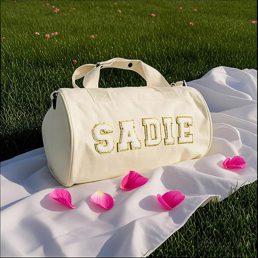 Personalized Dance Ballet Bag For Girls Personalized Duffle Bag Chenille Letter for Dancing, Gymnastic Cheer Girls Birthday Ballet Gift Bag