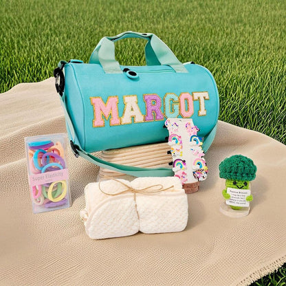 Custom Embroidered Ballet Bag for Girls – Personalized Dance Duffle with Chenille Letters – Perfect Ballet & Cheerleading Gift