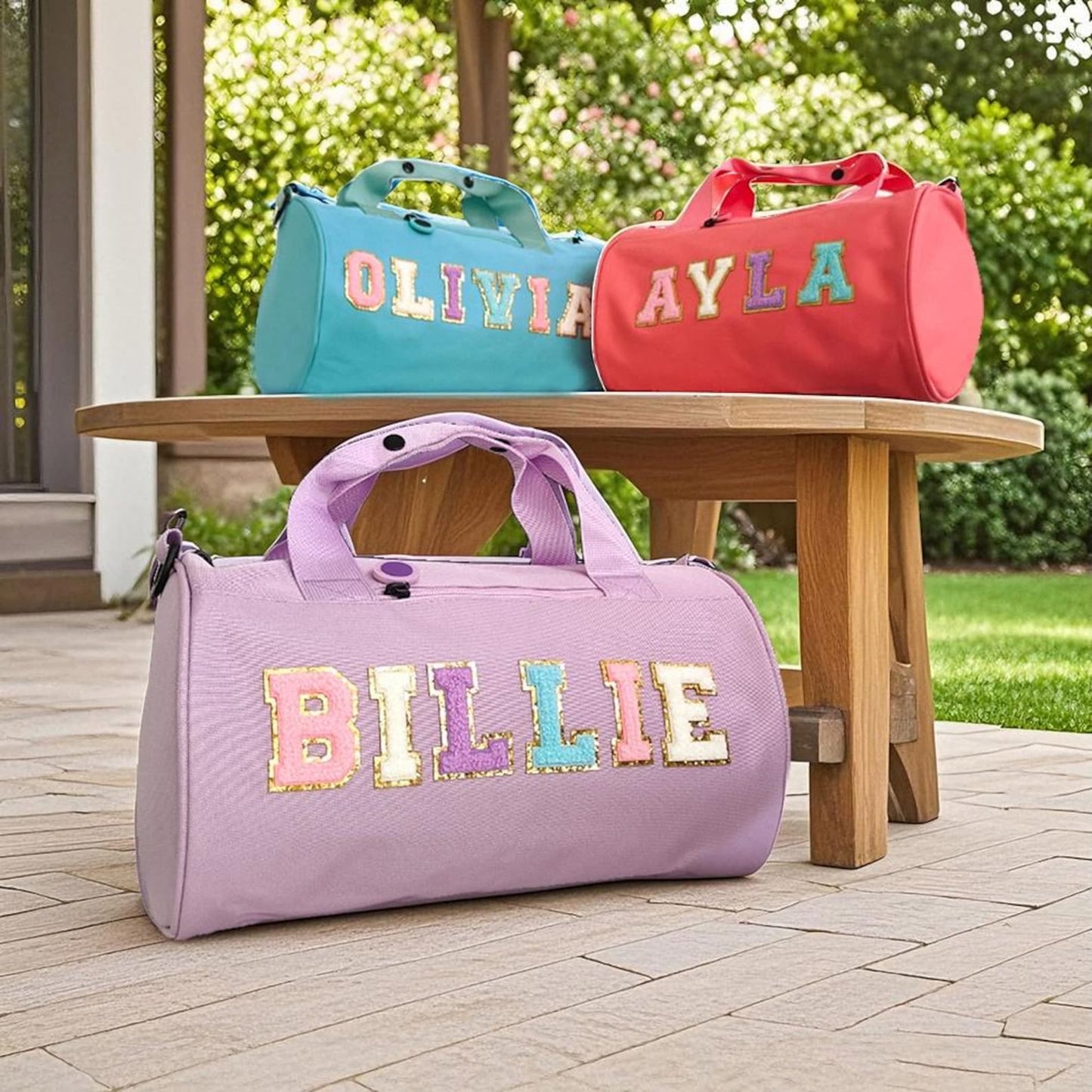 Personalized Dance Ballet Bag For Girls Personalized Duffle Bag Chenille Letter for Dancing, Gymnastic Cheer Girls Birthday Ballet Gift Bag