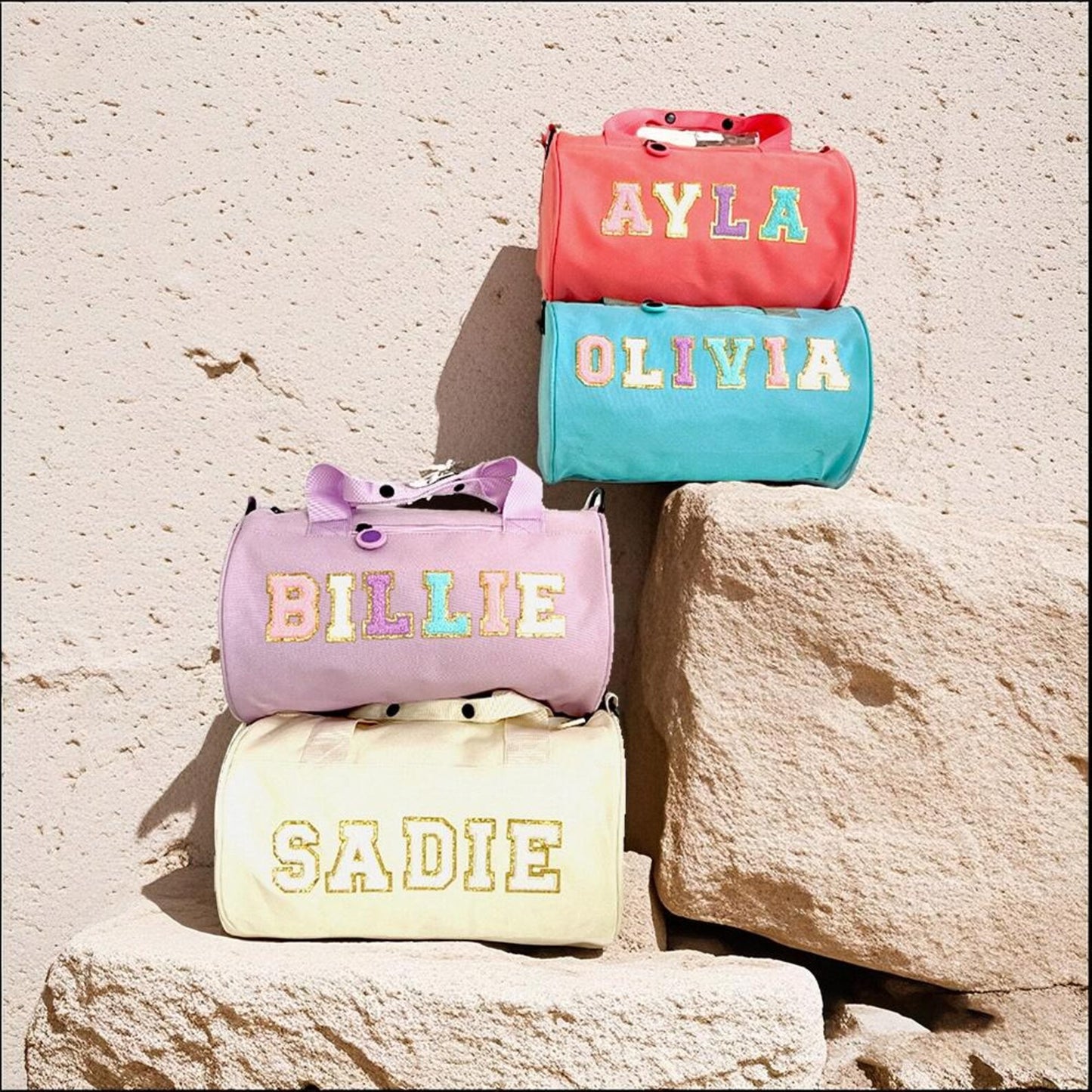 Personalized Dance Ballet Bag For Girls Personalized Duffle Bag Chenille Letter for Dancing, Gymnastic Cheer Girls Birthday Ballet Gift Bag
