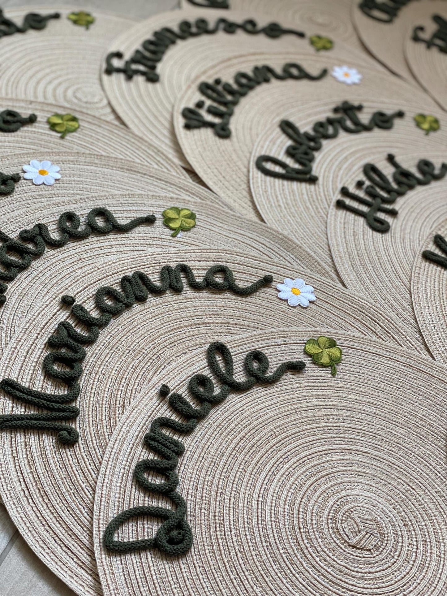 Custom Embroidered Placemats - Personalized Set of Names - Unique Housewarming, Christmas, Mother's Day Gift for Family - Washable Home Dining Decor