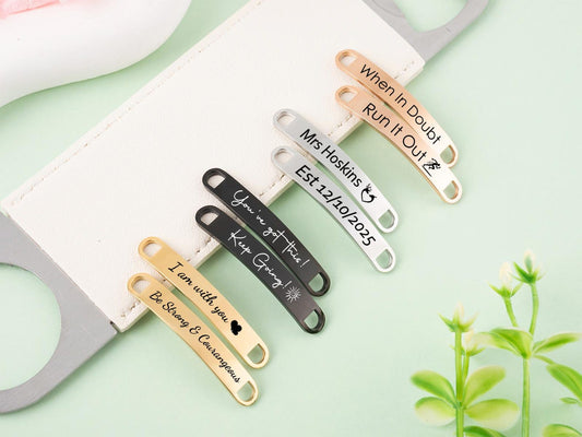 Custom Engraved Metal Shoe Tags - Personalized Running ID Tag for Sneakers - Laser Engraved Marathon Gift for Runners - Stainless Steel Shoe Accessory with Name