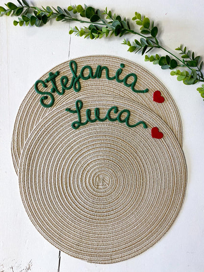 Custom Embroidered Placemats - Personalized Set of Names - Unique Housewarming, Christmas, Mother's Day Gift for Family - Washable Home Dining Decor