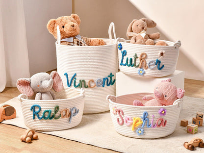 The Perfect All-in-One Baby Shower Gift: Personalized Rope Cotton Basket | Toy Storage & Nursery Organizer