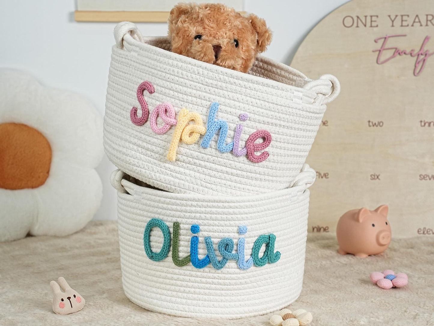 Personalized Heirloom Baby Basket Handmade Keepsake for Newborn & Nursery Storage