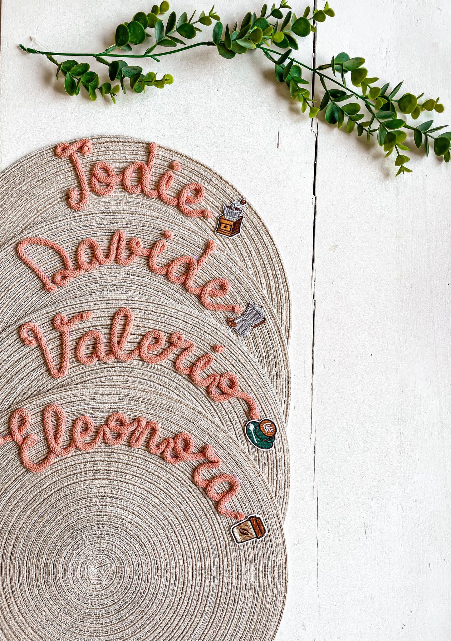 Custom Embroidered Placemats - Personalized Set of Names - Unique Housewarming, Christmas, Mother's Day Gift for Family - Washable Home Dining Decor