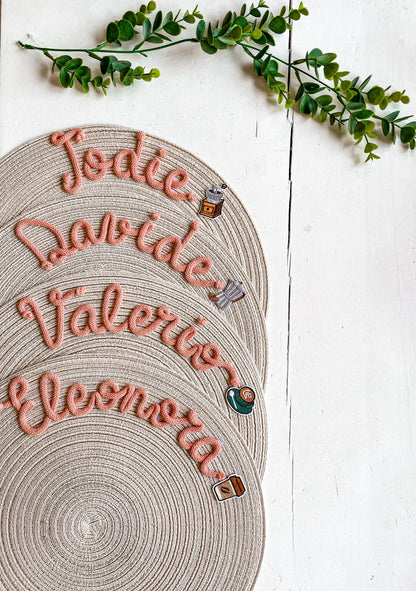 Custom Embroidered Placemats - Personalized Set of Names - Unique Housewarming, Christmas, Mother's Day Gift for Family - Washable Home Dining Decor