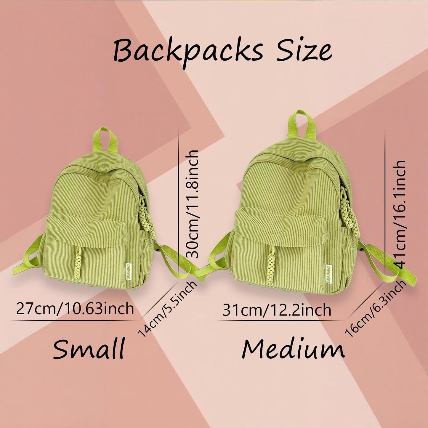 High-quality school backpack made of corduroy fabric – with embroidered name field