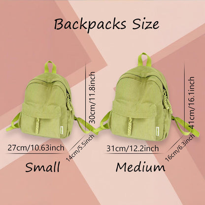 High-quality school backpack made of corduroy fabric – with embroidered name field