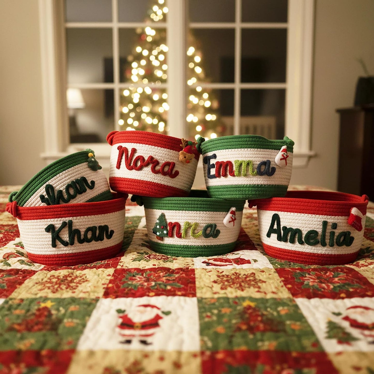 Personalized Christmas Storage Bag | Custom Name Cotton Bag for Kid's Holiday Gifts & Decor