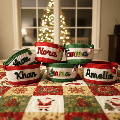 Personalized Christmas Storage Bag | Custom Name Cotton Bag for Kid's Holiday Gifts & Decor