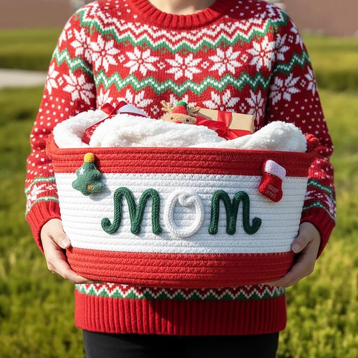 Personalized Christmas Storage Bag | Custom Name Cotton Bag for Kid's Holiday Gifts & Decor