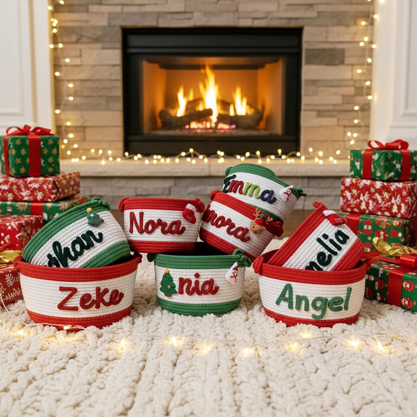 Personalized Christmas Storage Bag | Custom Name Cotton Bag for Kid's Holiday Gifts & Decor