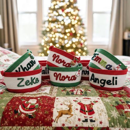 Personalized Christmas Storage Bag | Custom Name Cotton Bag for Kid's Holiday Gifts & Decor