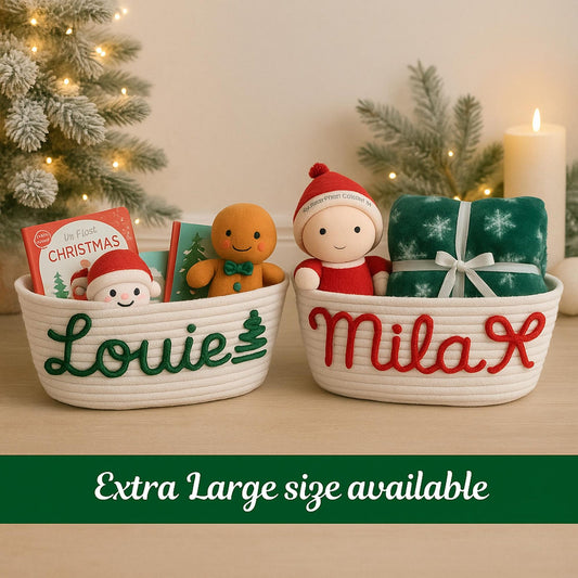 Custom Name Christmas Gift Basket for Kids Personalized Holiday Present