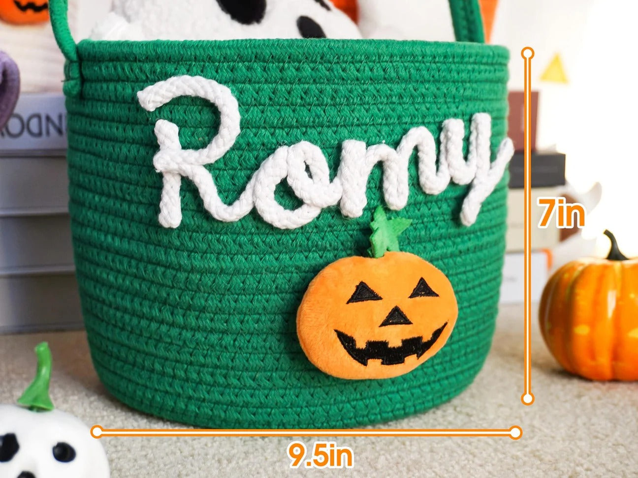 Customized Halloween Treat Basket - Personalized Trick or-Treat Bucket, Spooky Candy Bag Collection for Kids & Family, Ghost-Themed Gift Handcrafted Candy Pail