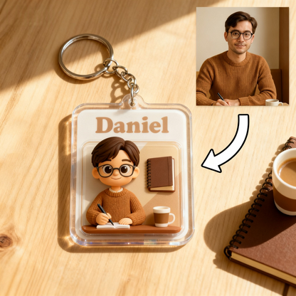 Custom Student Cartoon Keychain – Choose 3D Figurine or 2D Acrylic Style