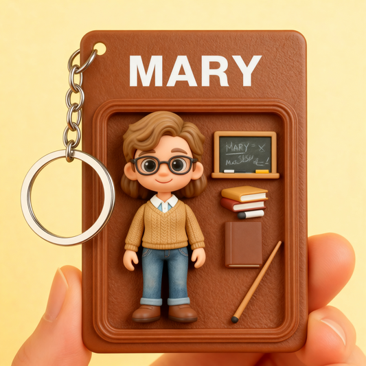 Custom Teacher 2D acrylic Keychain – Cute Cartoon Gift for Teachers