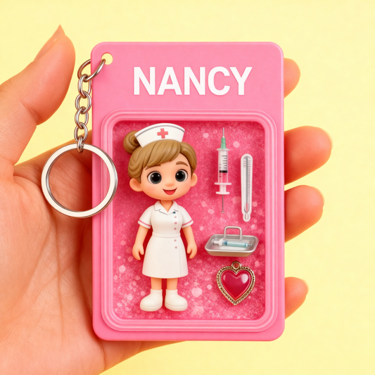 Custom Nurse 2D acrylic Keychain – Personalized Cartoon Gift for Nurses