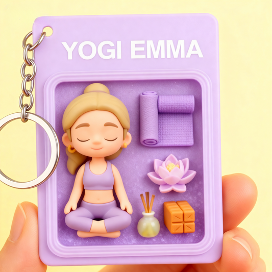 Custom Yoga 2D acrylic Keychain – Cartoon Style Fitness Gift