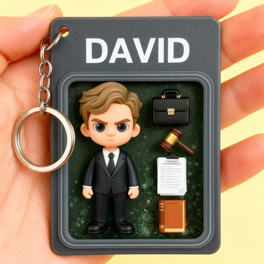 Custom Lawyer 2D acrylic Keychain – Cartoon Style Law Gift