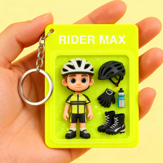 Custom Cycling 2D acrylic Keychain – Cartoon Style Cyclist Gift