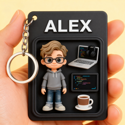 Custom Scientist 2D acrylic Keychain – Cartoon Style Lab Gift