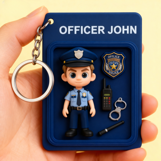 Custom Police Officer 2D acrylic Keychain – Cartoon Style Cop Gift