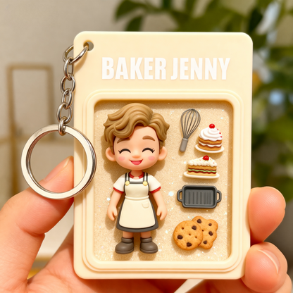 Custom Chef 2D acrylic Keychain – Cartoon Style Cooking Gift
