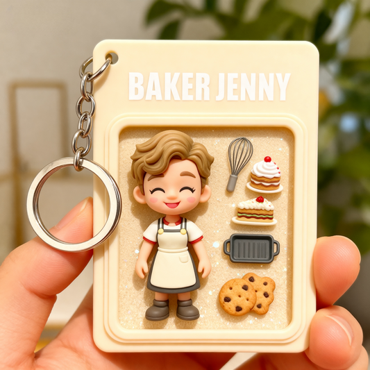Custom Chef 2D acrylic Keychain – Cartoon Style Cooking Gift