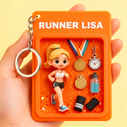 Custom Running 2D acrylic Keychain – Cartoon Style Marathon Gift
