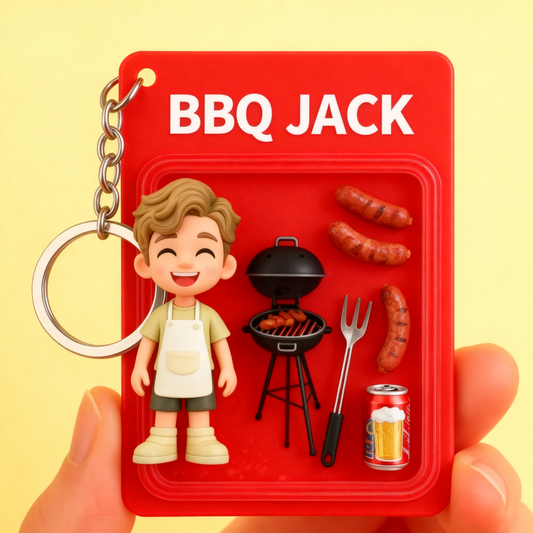 Custom BBQ 2D acrylic Keychain – Cartoon Style Grill Gift