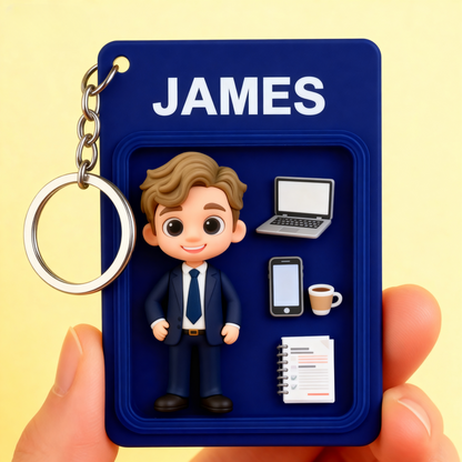 Personalized lawyer 2D acrylic keychain with cartoon design. Perfect gift for attorneys, law students, and graduation celebrations.