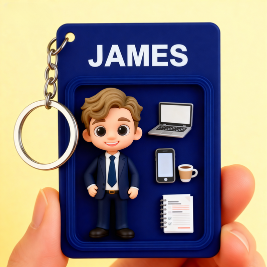 Personalized lawyer 2D acrylic keychain with cartoon design. Perfect gift for attorneys, law students, and graduation celebrations.