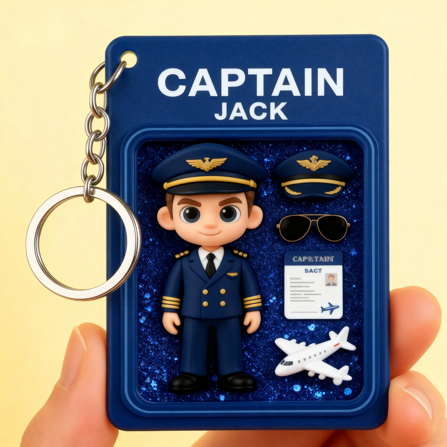 Custom Pilot 2D acrylic Keychain – Cartoon Style Aviation Gift