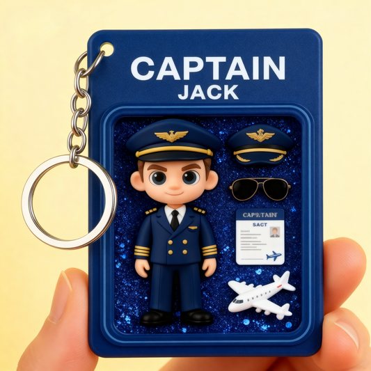 Custom Pilot 2D acrylic Keychain – Cartoon Style Aviation Gift