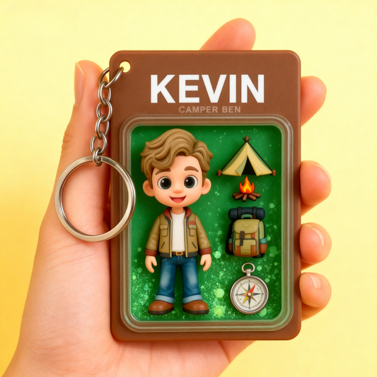 Custom Camping  2D acrylic Keychain – Cartoon Style Outdoor Gift