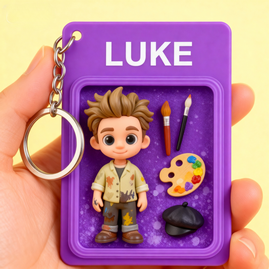 Custom Painting 2D acrylic Keychain – Cartoon Style Art Gift