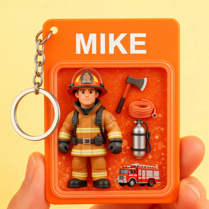 Custom Firefighter 2D acrylic Keychain – Personalized Hero Gift