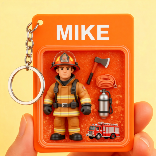 Custom Firefighter 2D acrylic Keychain – Personalized Hero Gift
