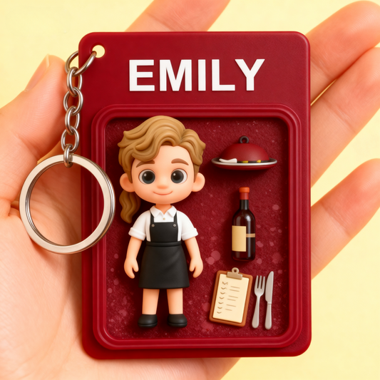 Cute cartoon chef 2D acrylic keychain. Great personalized gift for cooks, bakers, foodies & kitchen lovers.