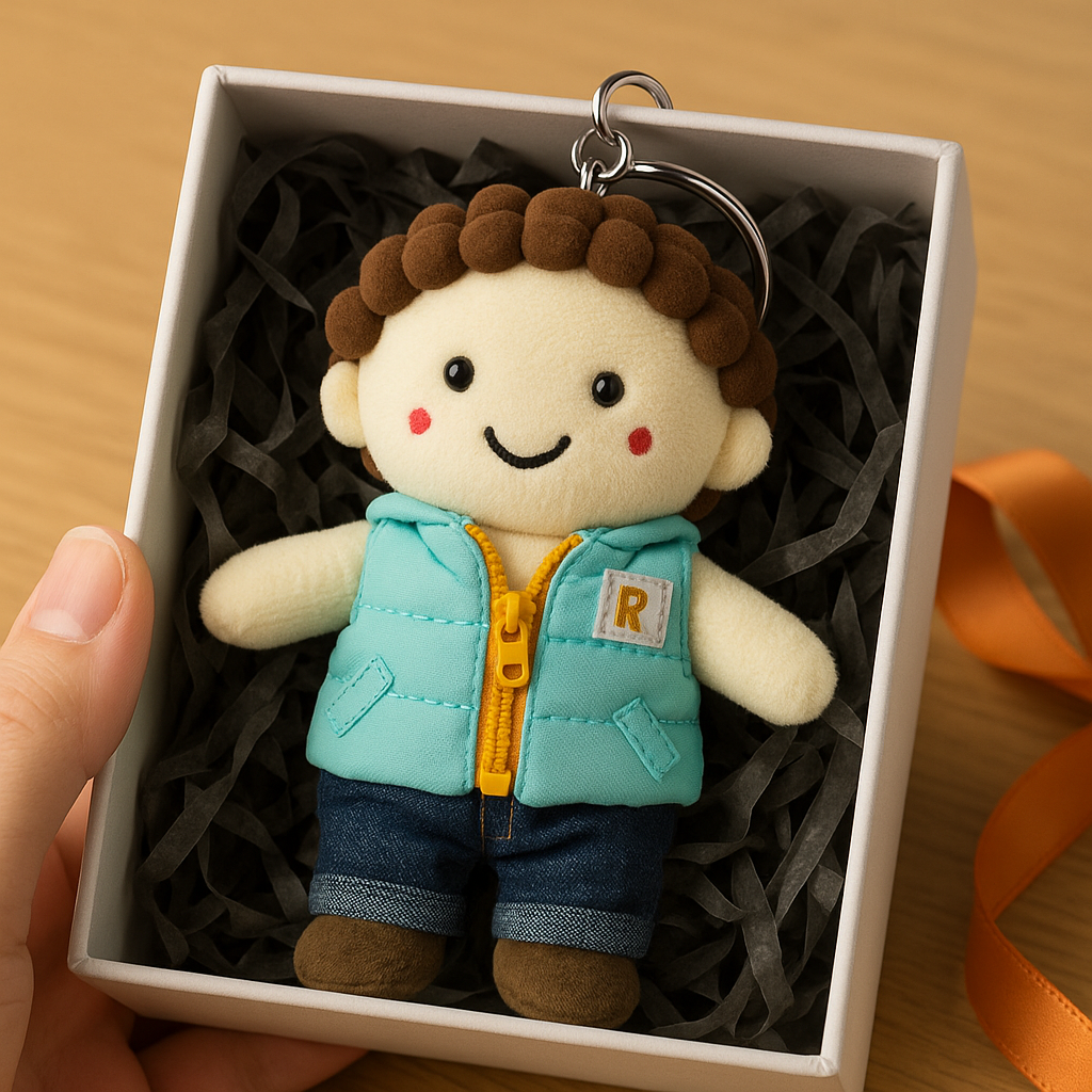 Custom Plush Doll Keychain Christmas Gifts Personalized Face Keychain with Photo Print Unique