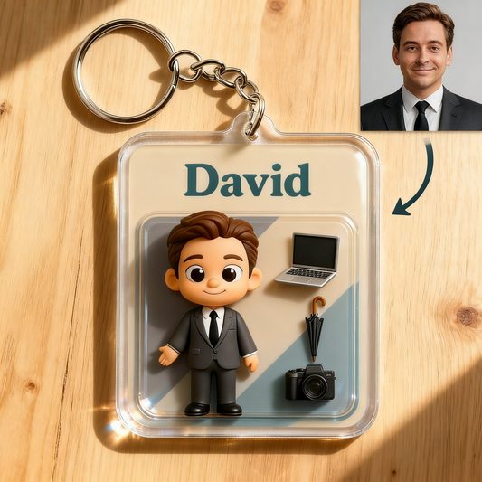 Custom Boss Cartoon Keychain – Choose 3D Figurine or 2D Acrylic Style